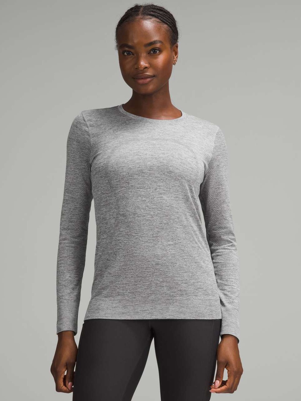 Lululemon Swiftly Relaxed Long-Sleeve Shirt *Hip Length in Slate / White Size 8